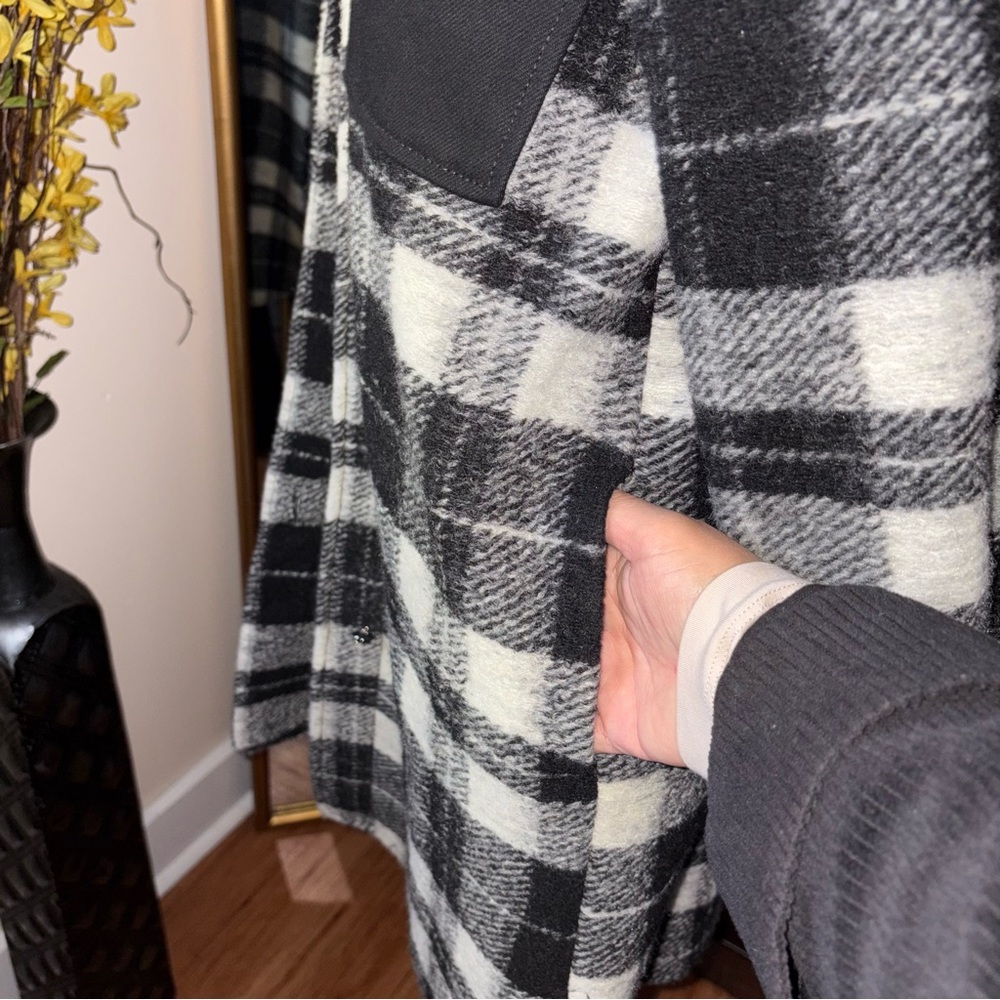 Zara Flannel button up Jacket Classic Plaid Black and white size S - Picture 9 of 13